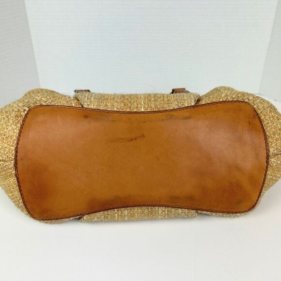 J.Crew Brompton Woven Straw Leather Hobo Shoulder Bag Brown Tan Gold Purse Boho - Picture 5 of 16